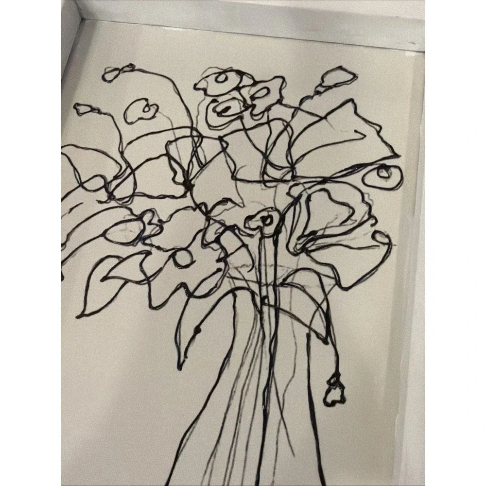 Hobby Lobby Wire Floral Wall Art White Shadow Box Frame Black Flower Vase Decor